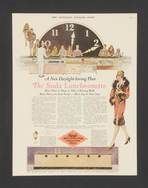 1928 "The Saturday Evening Post" Vintage Soda Luncheonette Advertisement