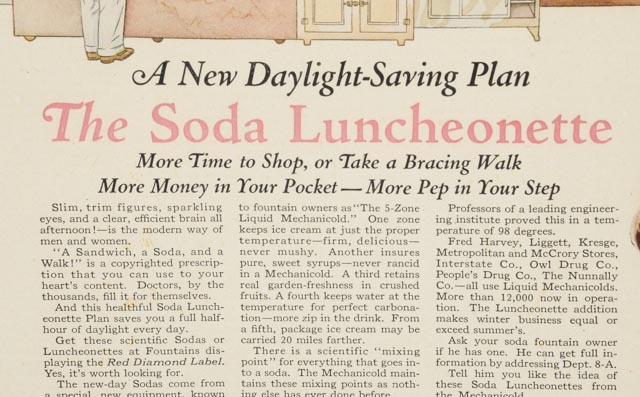 1928 "The Saturday Evening Post" Vintage Soda Luncheonette Advertisement