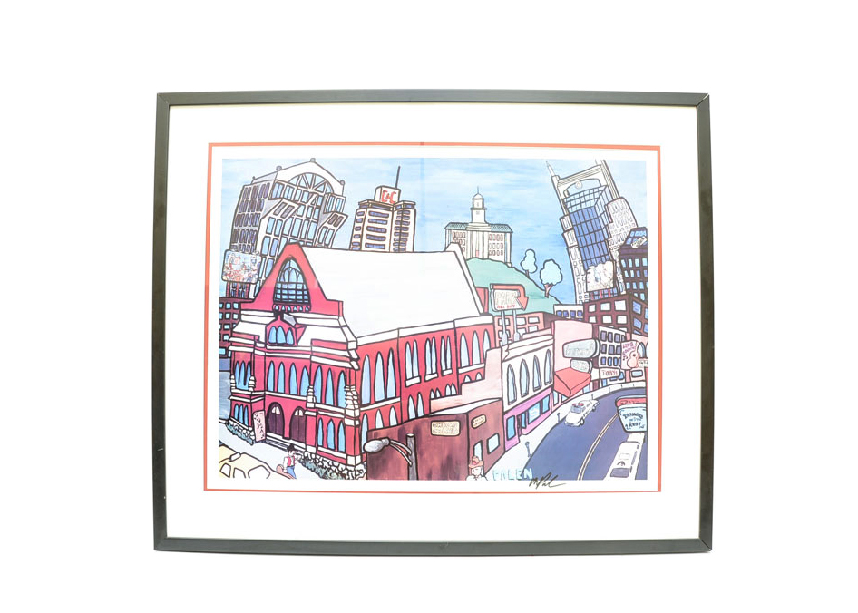 Mark Palen Signed Offset Lithograph after "South Nashville Skyline"