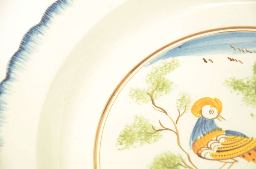 Large Antique Hand Painted Stoneware Plates