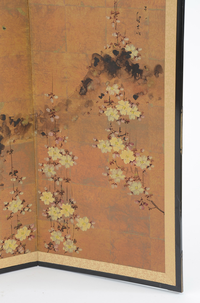Hand-Painted Japanese Folding Screen