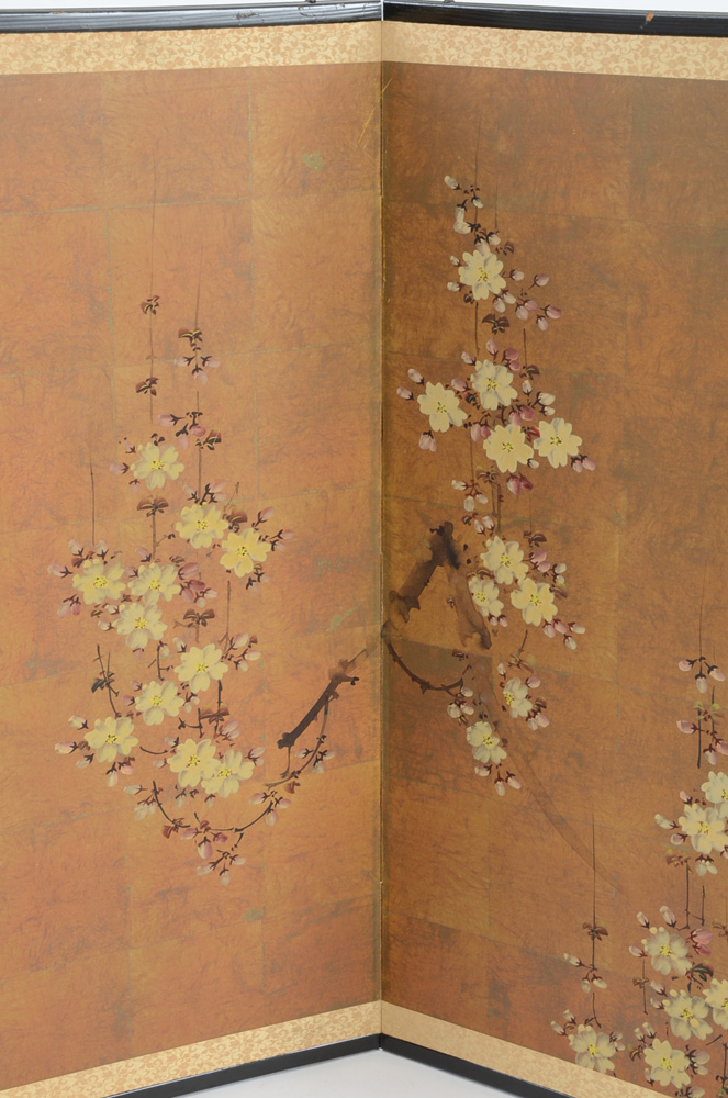 Hand-Painted Japanese Folding Screen