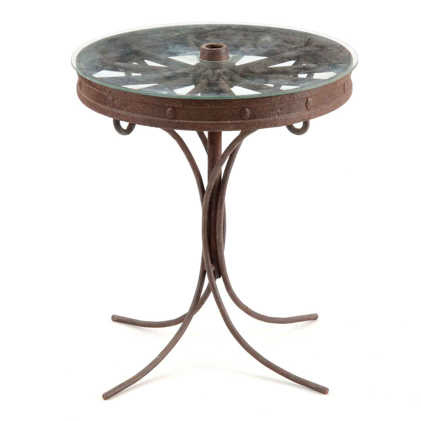 Rusticated Wrought Iron Wheel Patio Table
