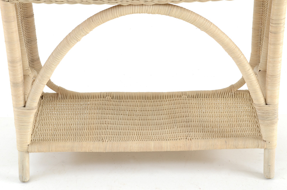 Glass Topped Wicker Accent Side Table