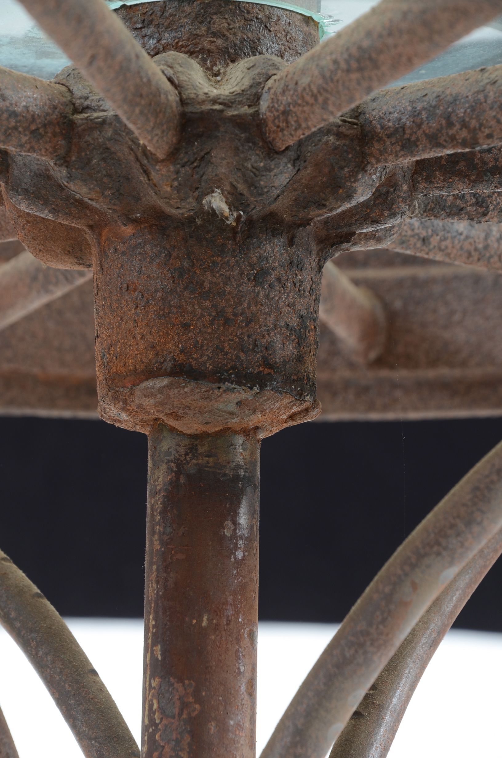 Rusticated Wrought Iron Wheel Patio Table