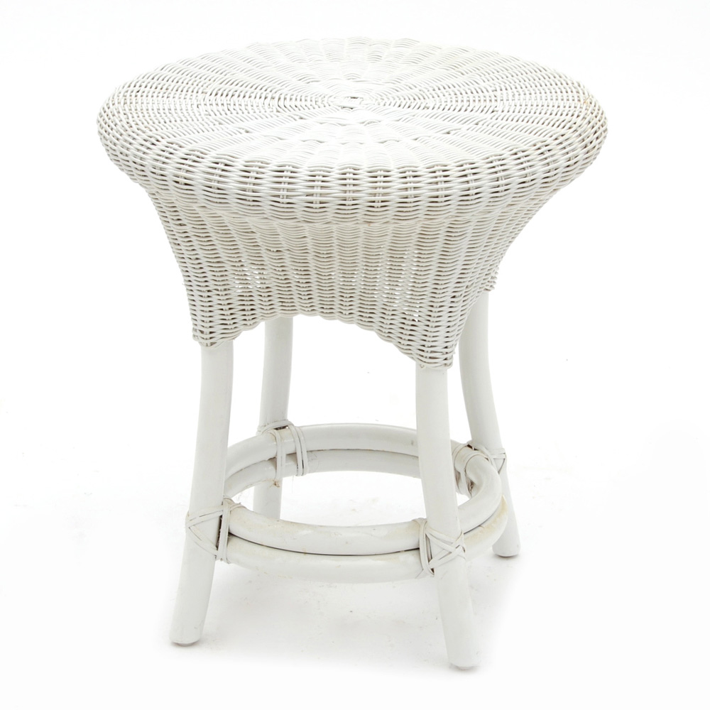 White Wicker Accent Table
