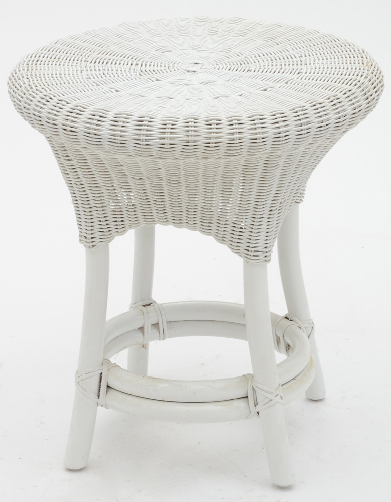 White Wicker Accent Table