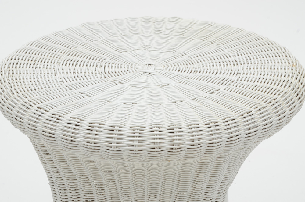 White Wicker Accent Table