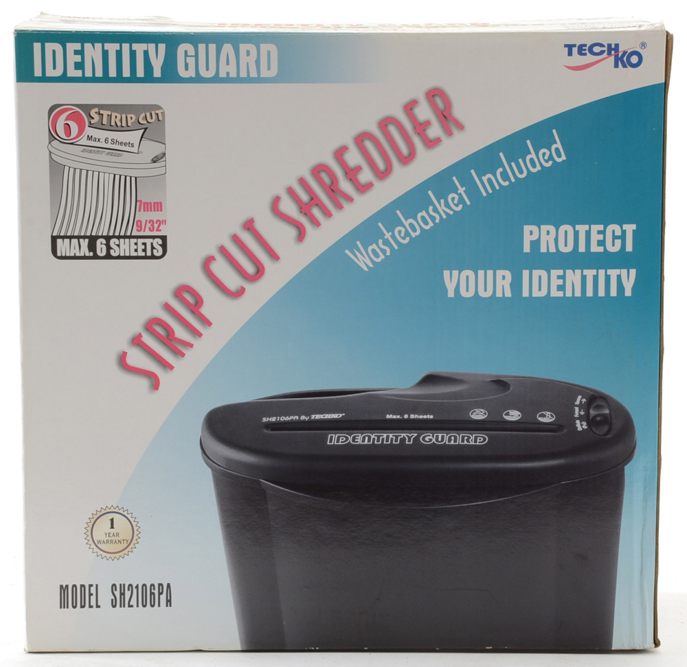 Housewares Grouping Including Paper Shredder and Stainless Waste Receptacle