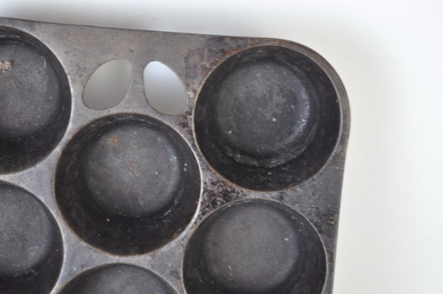 Cast Iron Muffin Pan and Vintage Cake Tin
