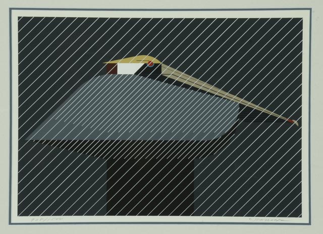 Charley Harper Original Limited Edition Serigraph "Pelican in a Downpour"