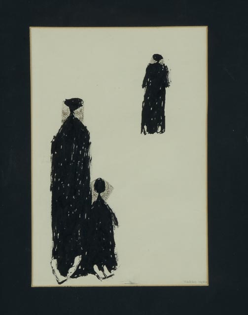 Margo Hoff Signed Original Ink Brush Drawing