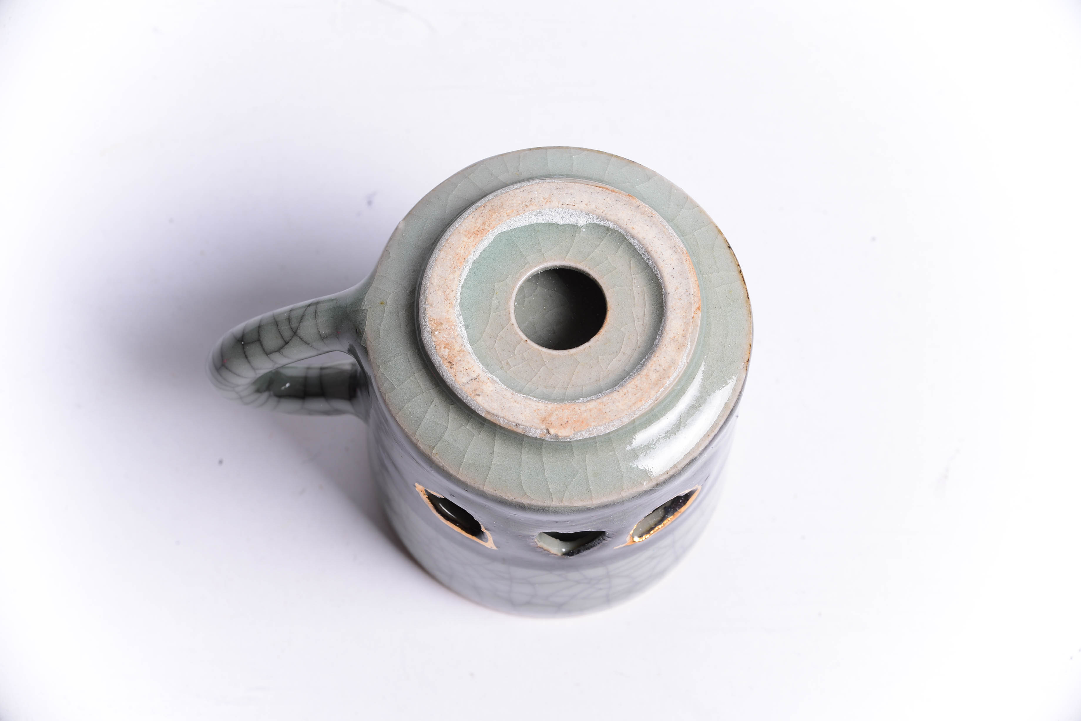 Seven Vintage  Green Glazed Mugs