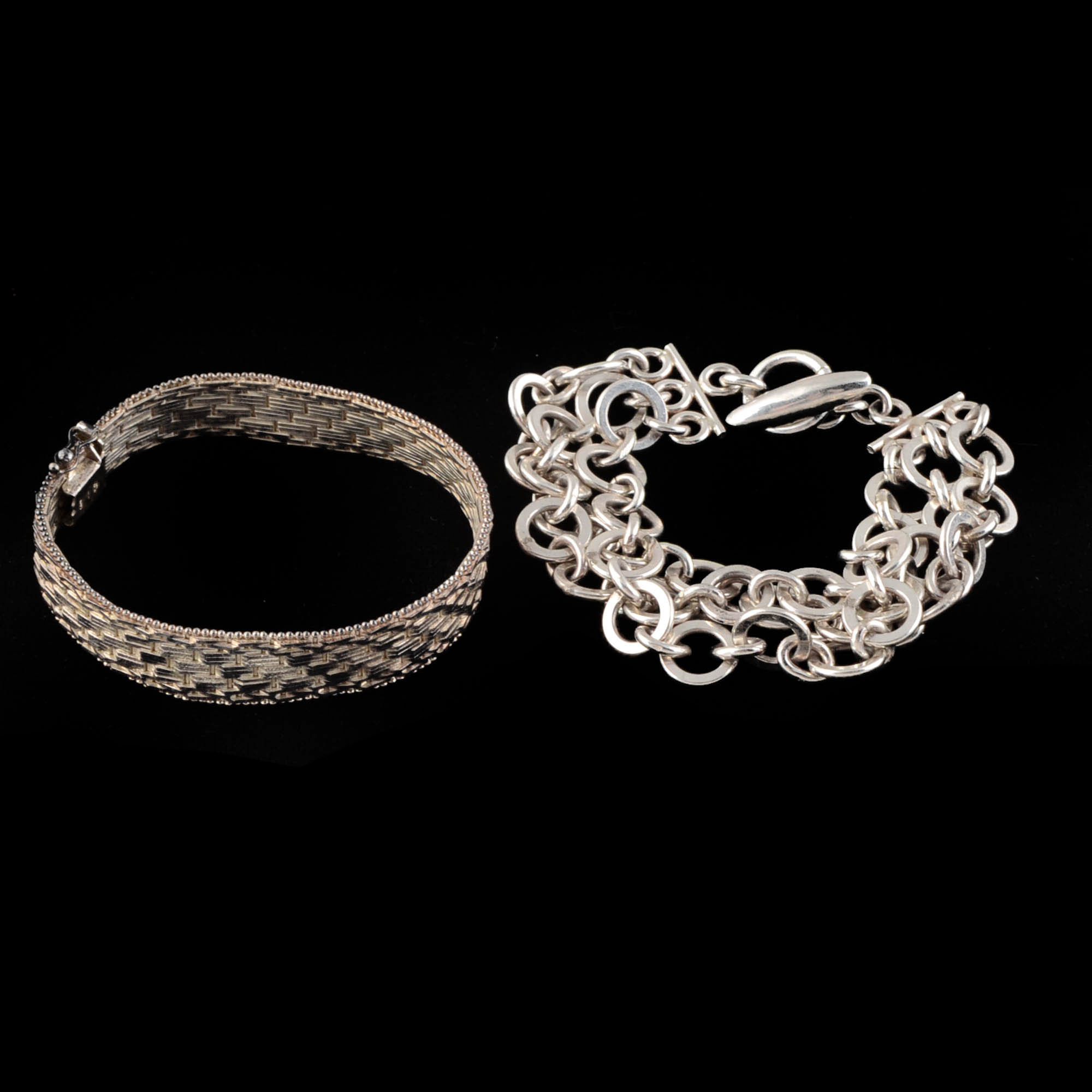 Two Heavy Sterling Bracelets