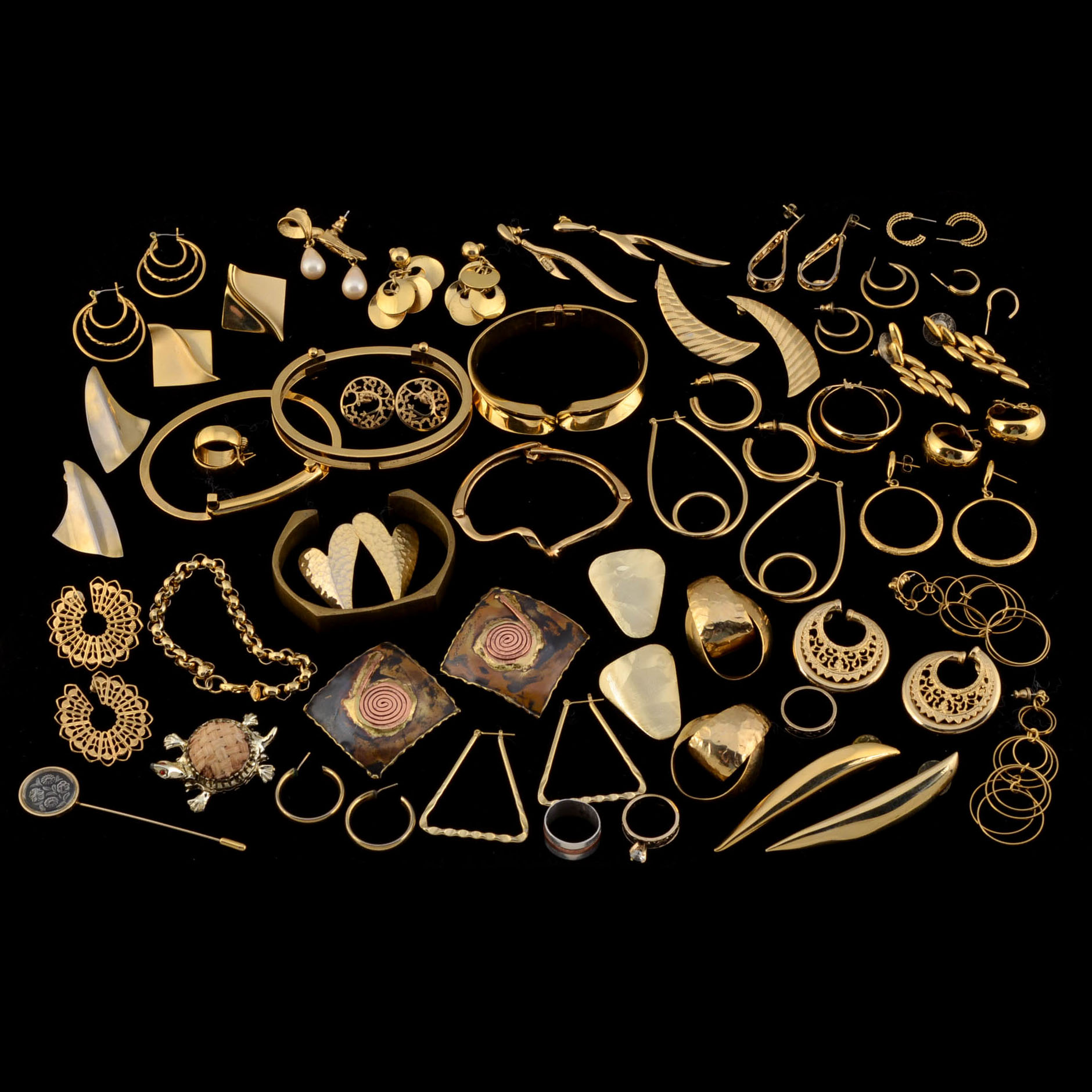 Assorted Gold Tone Costume Jewelry Including Trifari