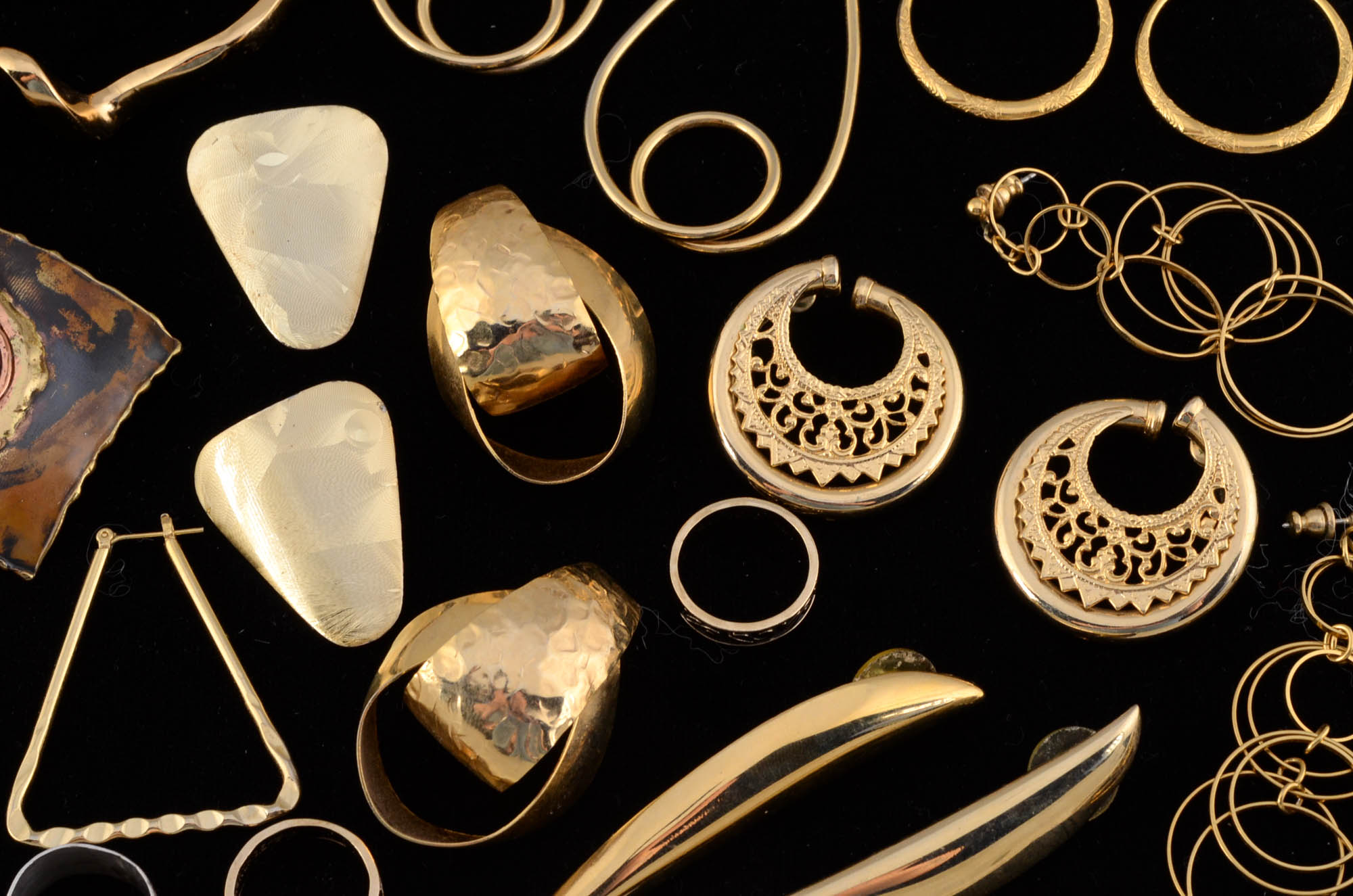 Assorted Gold Tone Costume Jewelry Including Trifari