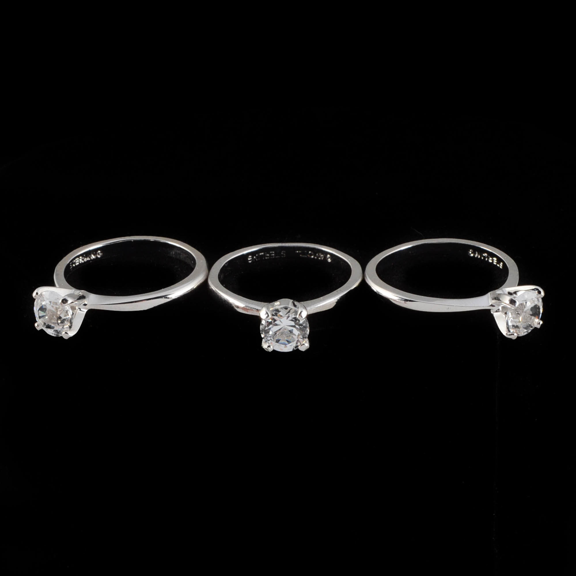 Three Avon Sterling Silver Brilliantelle Rings