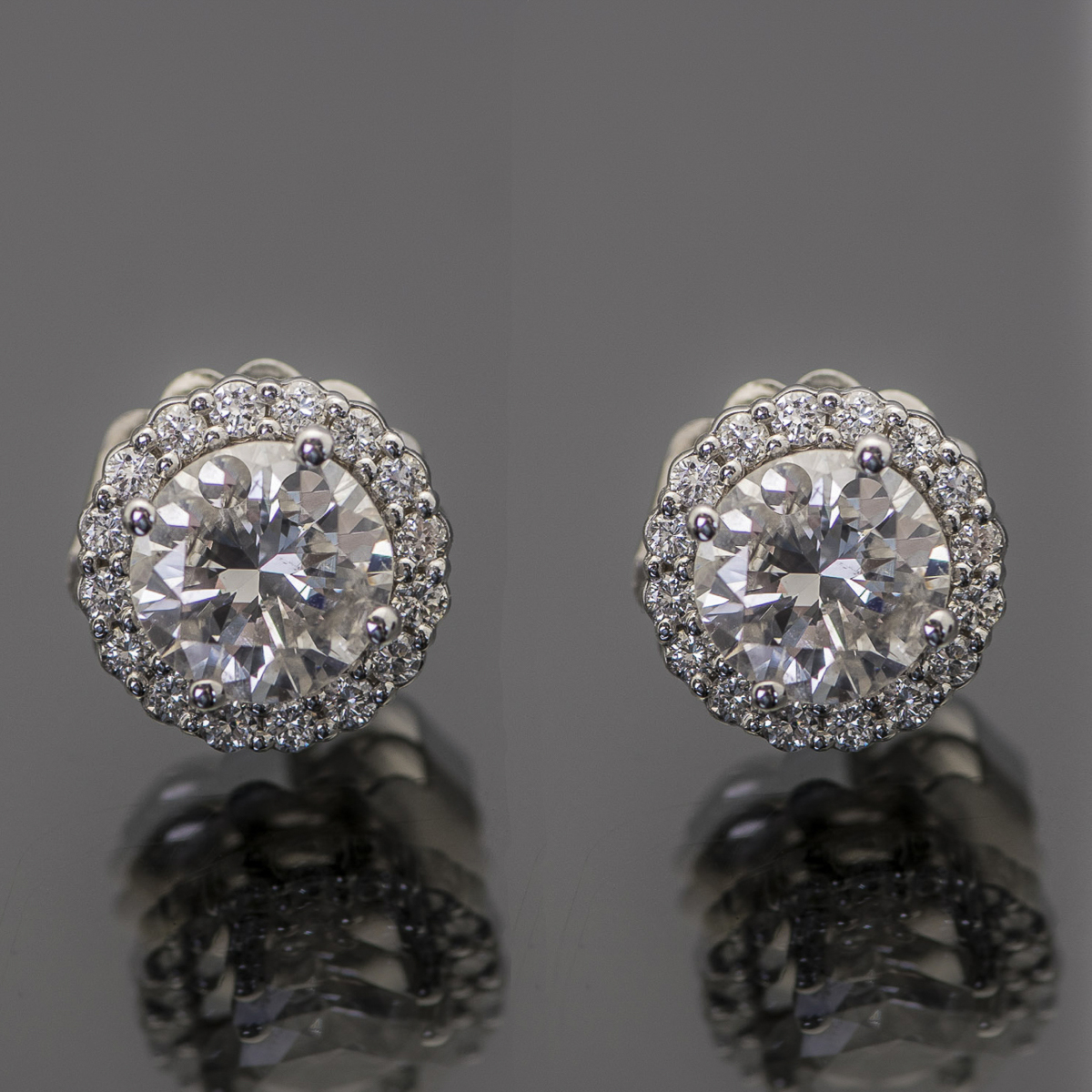14K White Gold and 2.74 CTW Diamond Studs