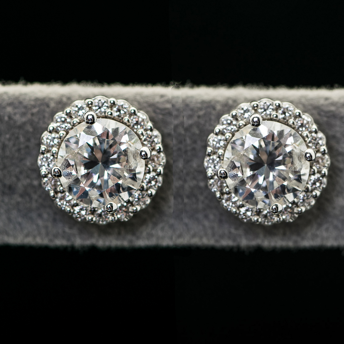 14K White Gold and 2.74 CTW Diamond Studs