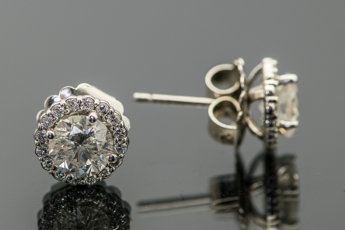 14K White Gold and 2.74 CTW Diamond Studs