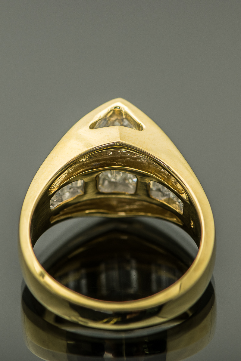 18K Yellow Gold and 1.81 CTW Diamond Cathedral Ring