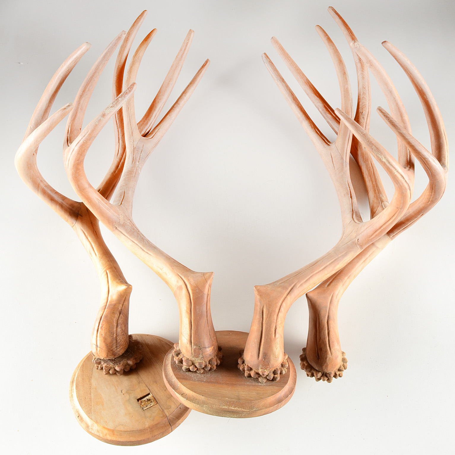 Two sets of Teak Elk Antlers