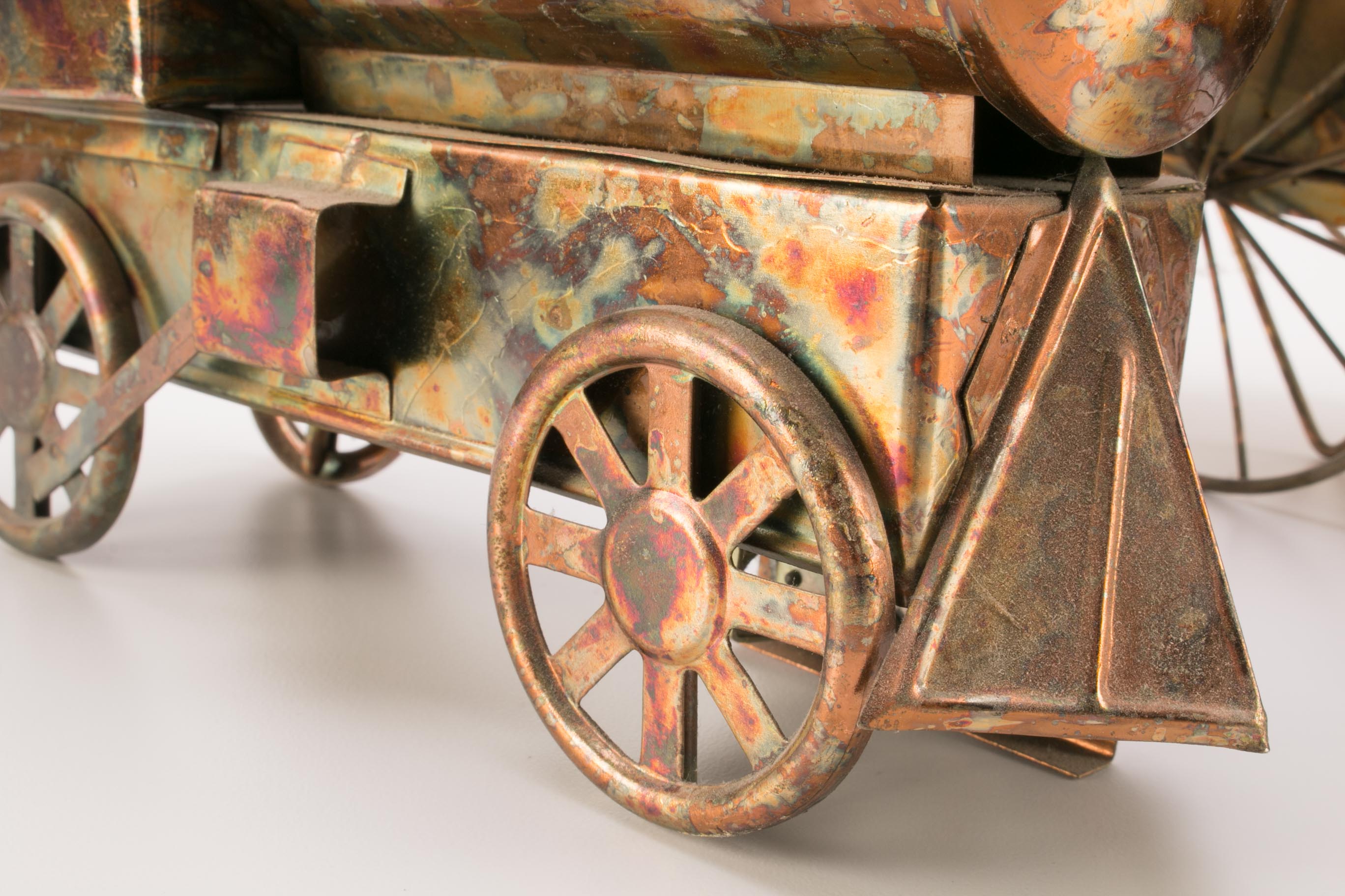 Pair Of Decorative Metal Trains with Copper Finish