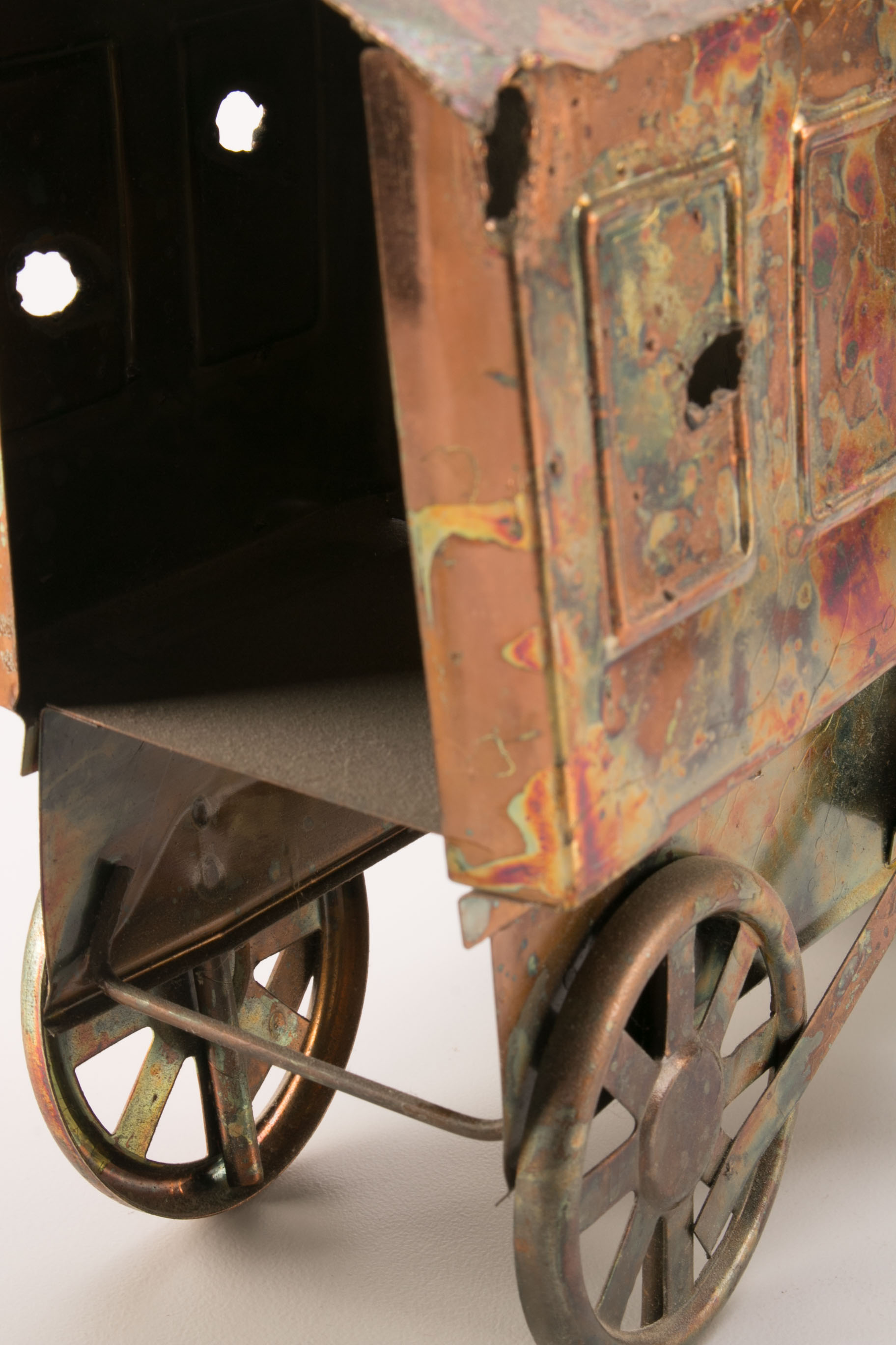 Pair Of Decorative Metal Trains with Copper Finish