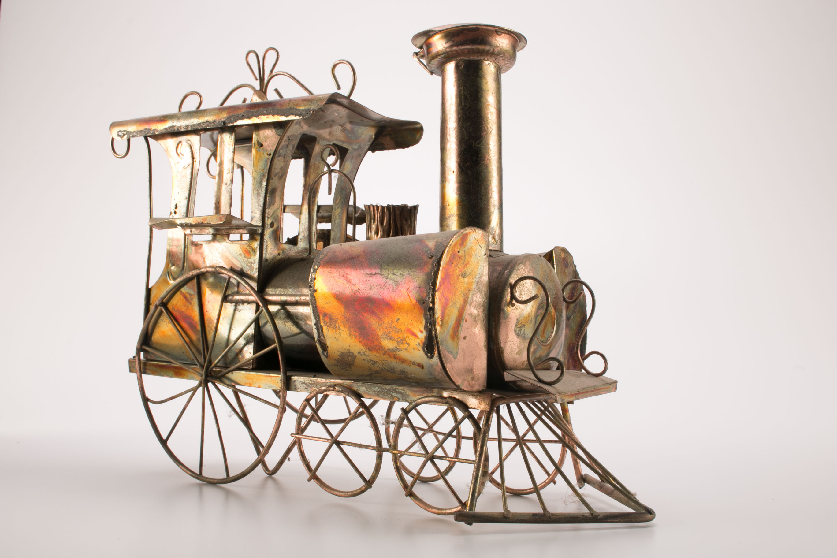 Pair Of Decorative Metal Trains with Copper Finish