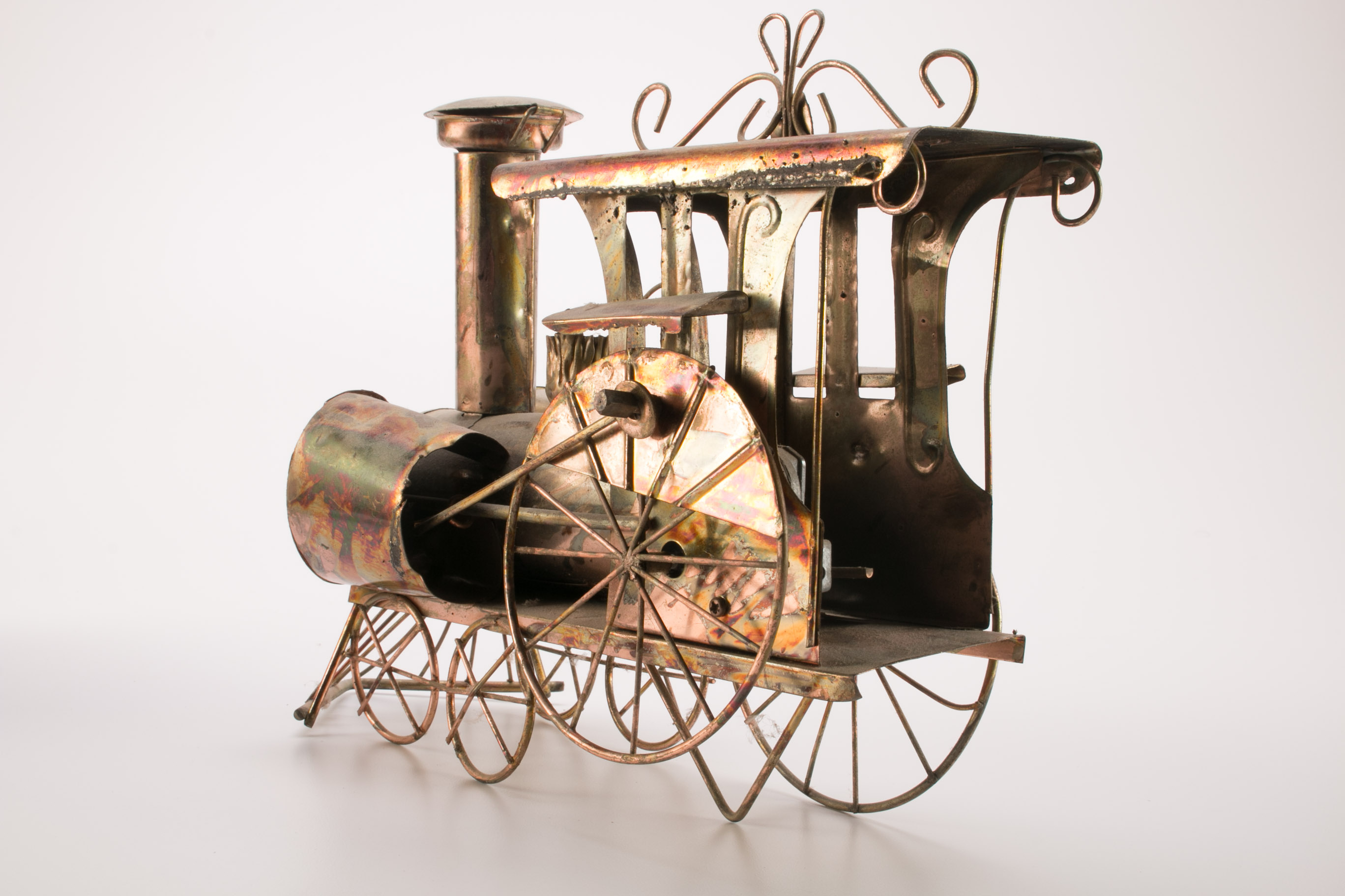 Pair Of Decorative Metal Trains with Copper Finish