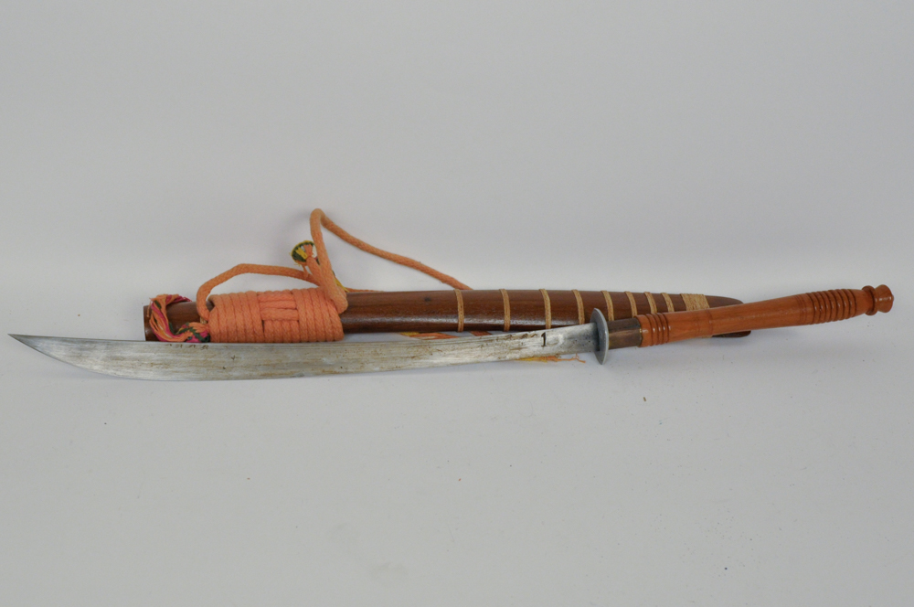 Thai Dha-Shay Sword with Cherry Colored Sheath