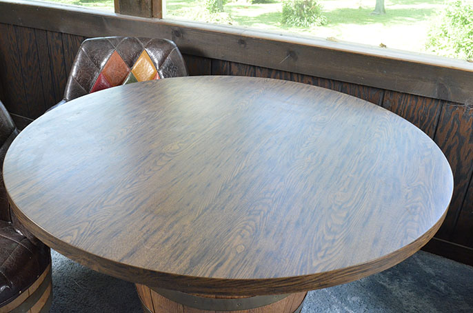 Vintage Oak Barrel Table with Barrel Chairs
