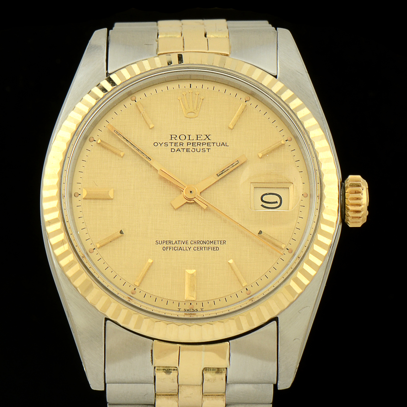 Men's Rolex Datejust 14K Yellow Gold and Steel 36mm Automatic Champagne Index Dial Watch