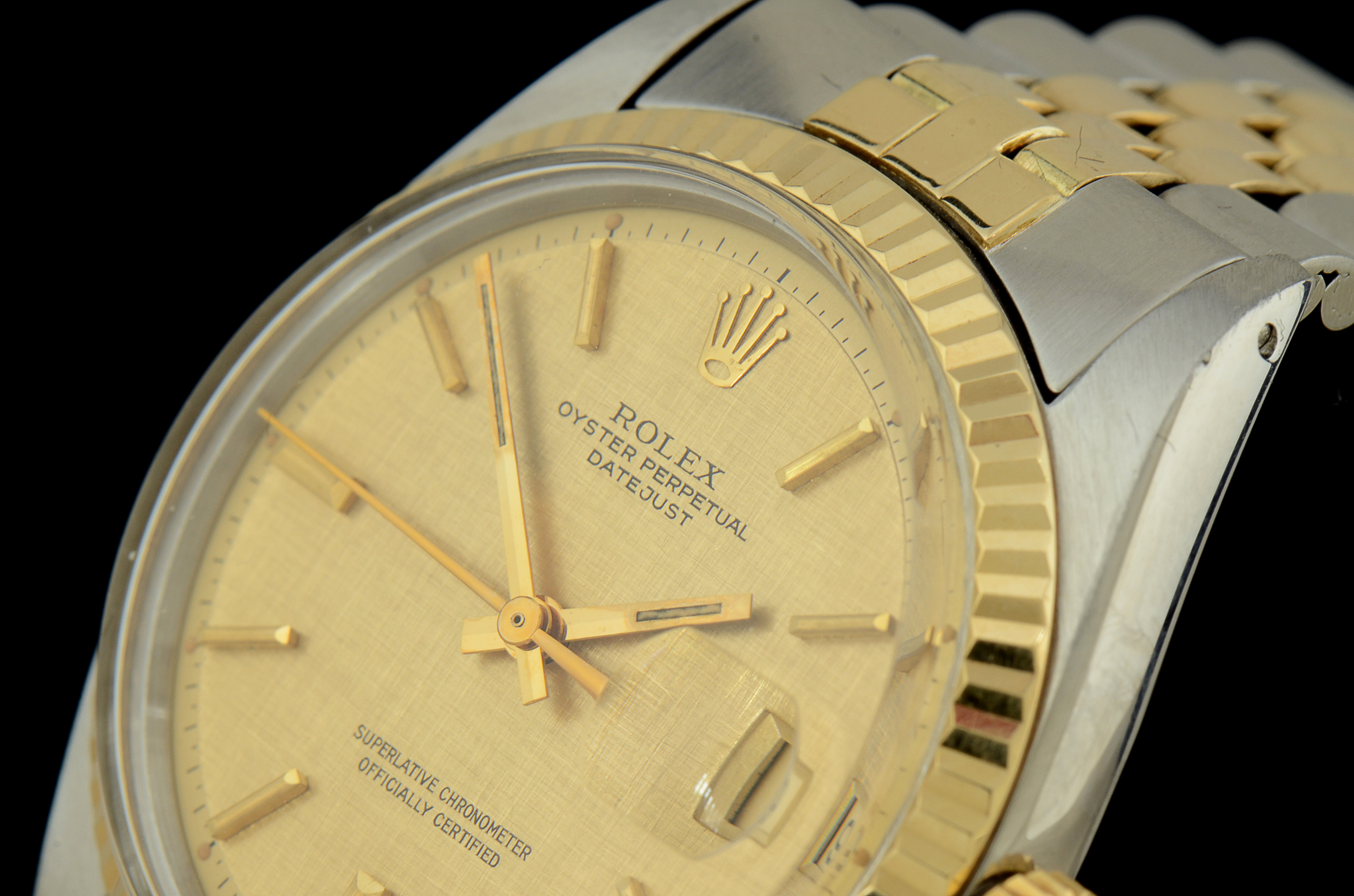 Men's Rolex Datejust 14K Yellow Gold and Steel 36mm Automatic Champagne Index Dial Watch