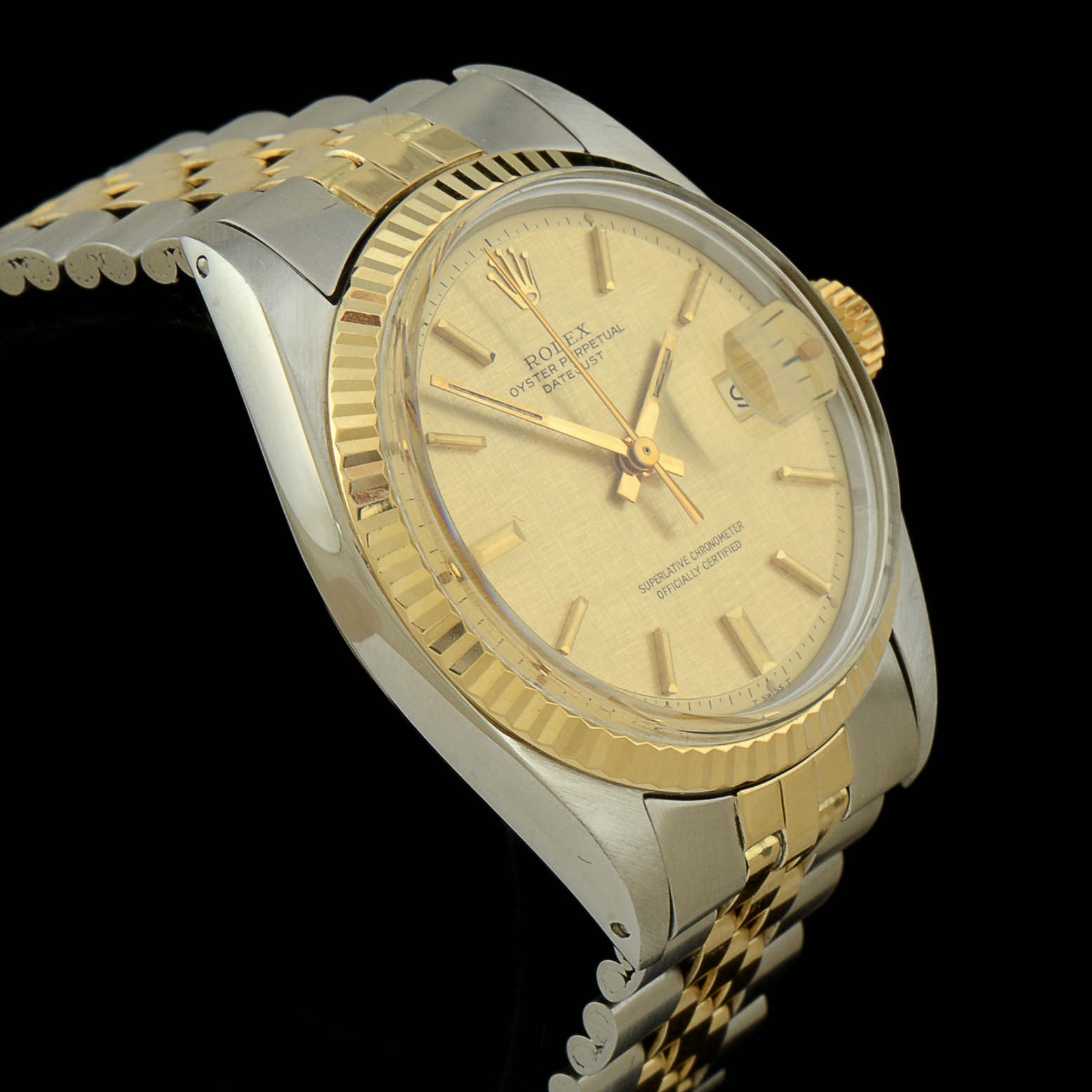 Men's Rolex Datejust 14K Yellow Gold and Steel 36mm Automatic Champagne Index Dial Watch
