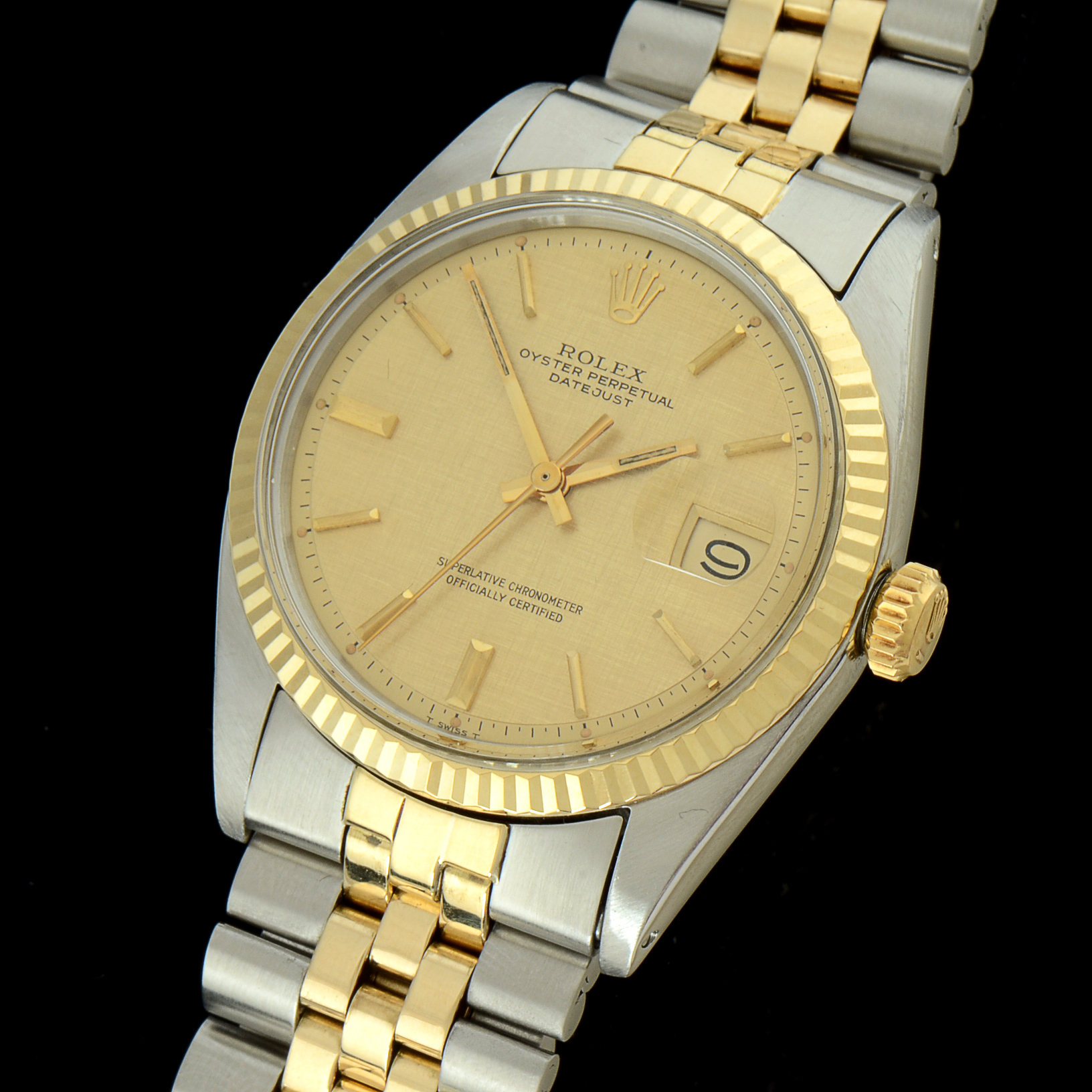 Men's Rolex Datejust 14K Yellow Gold and Steel 36mm Automatic Champagne Index Dial Watch