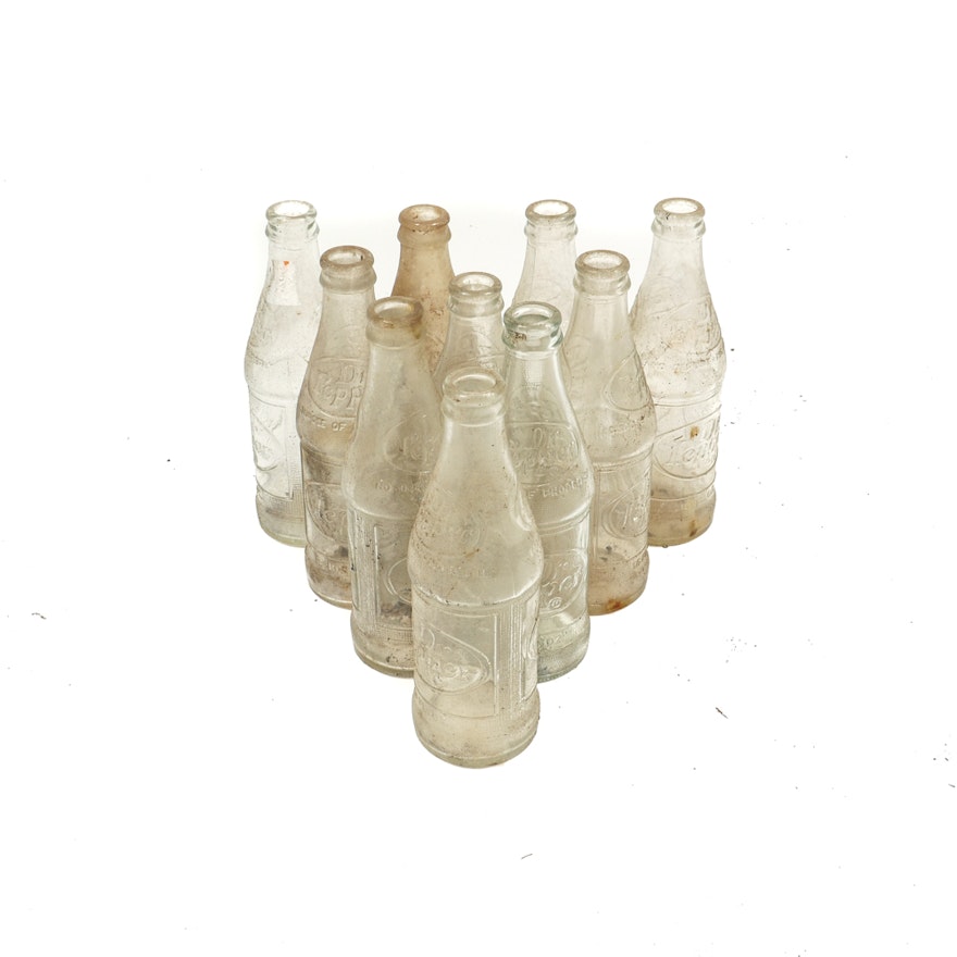 Set of Vintage Dr. Pepper Bottles