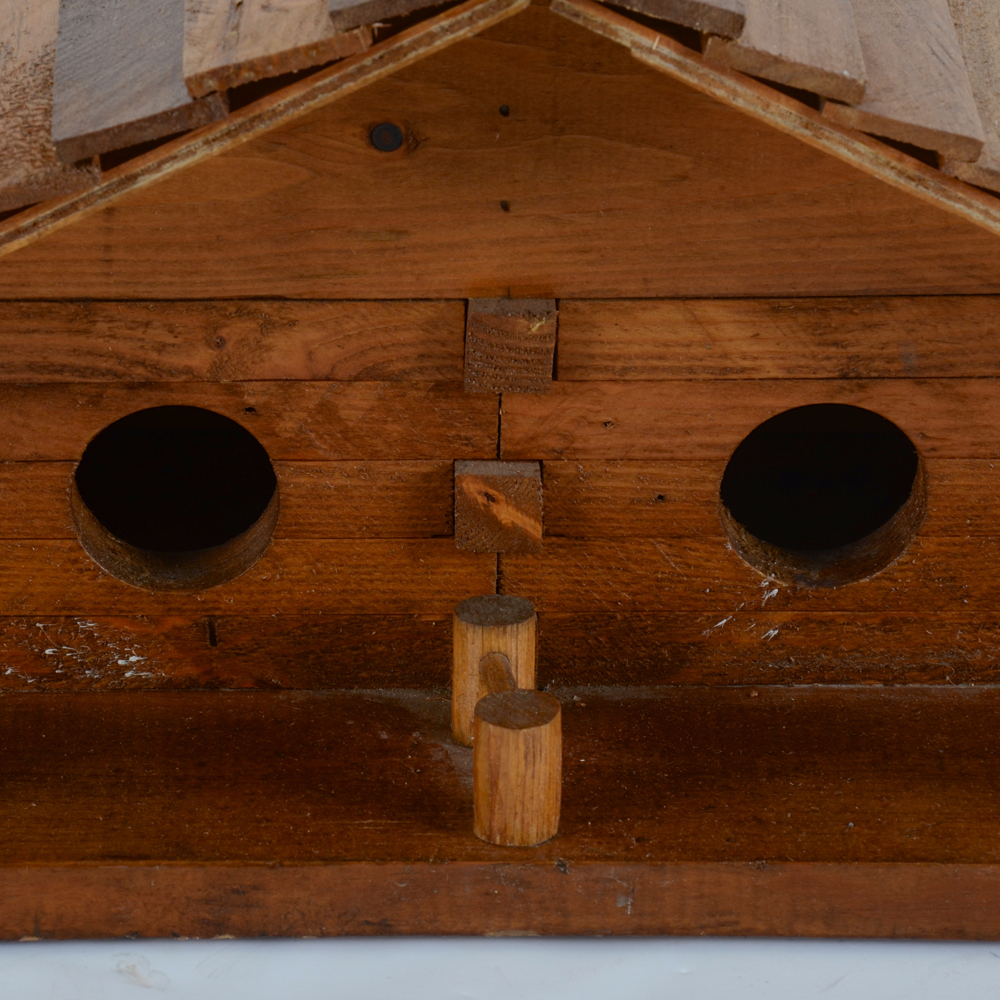 Two Handcrafted Log Cabin Bird Houses