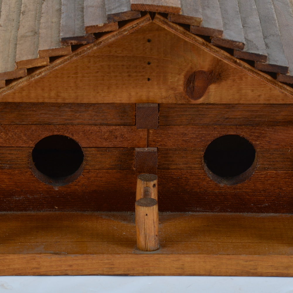 Two Handcrafted Log Cabin Bird Houses