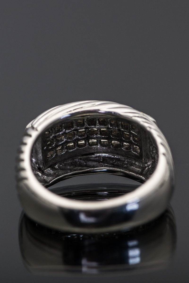 Rhodium-Plated 18k Yellow Gold Diamond Ring