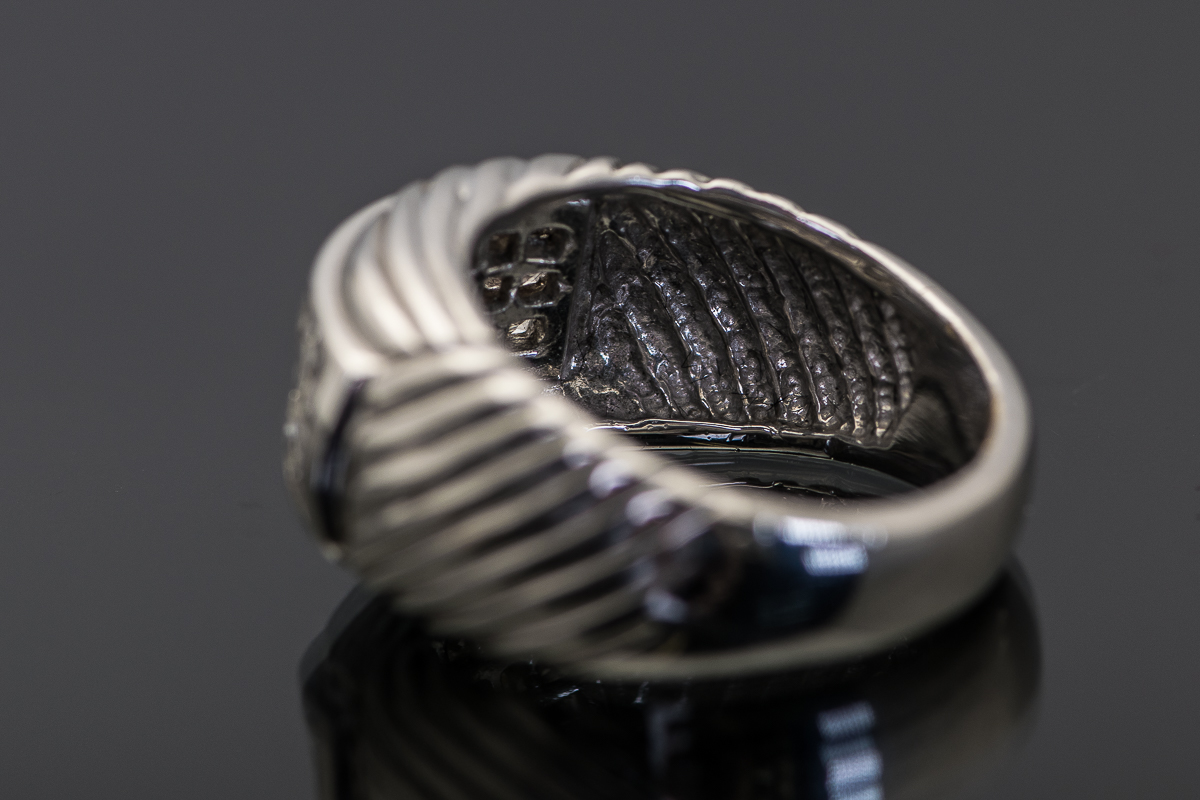 Rhodium-Plated 18k Yellow Gold Diamond Ring