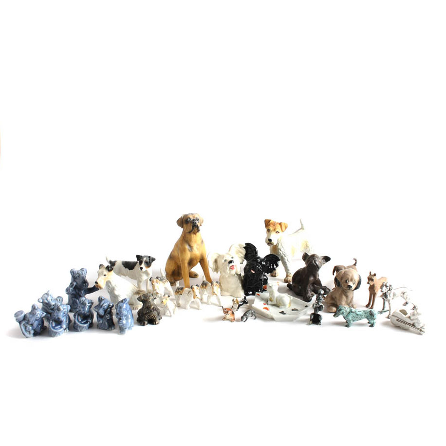 Collection of Small Vintage Dog Figurines