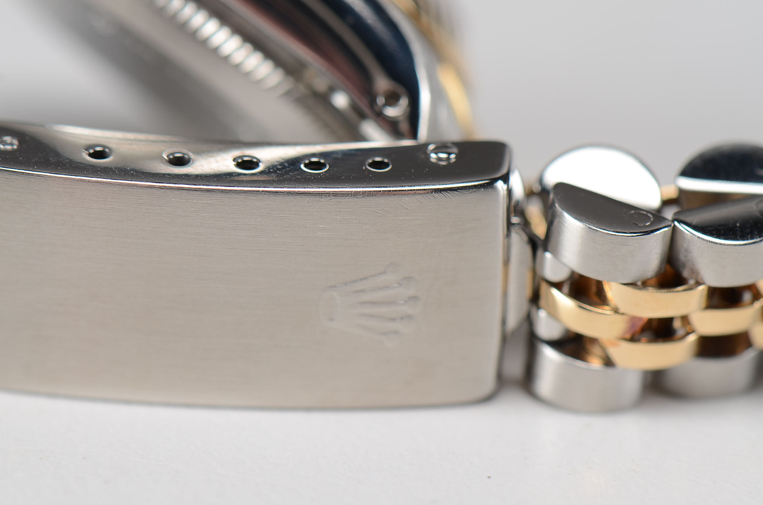 Women's Rolex Datejust 18K Yellow Gold & Steel Black Tapestry Diamond Dial Watch