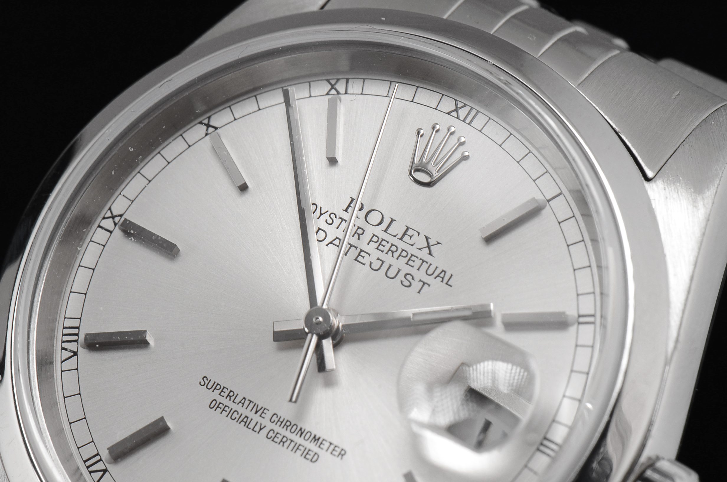 Men's Rolex Datejust Stainless Steel 16200 36mm Silver Index Jubilee Watch