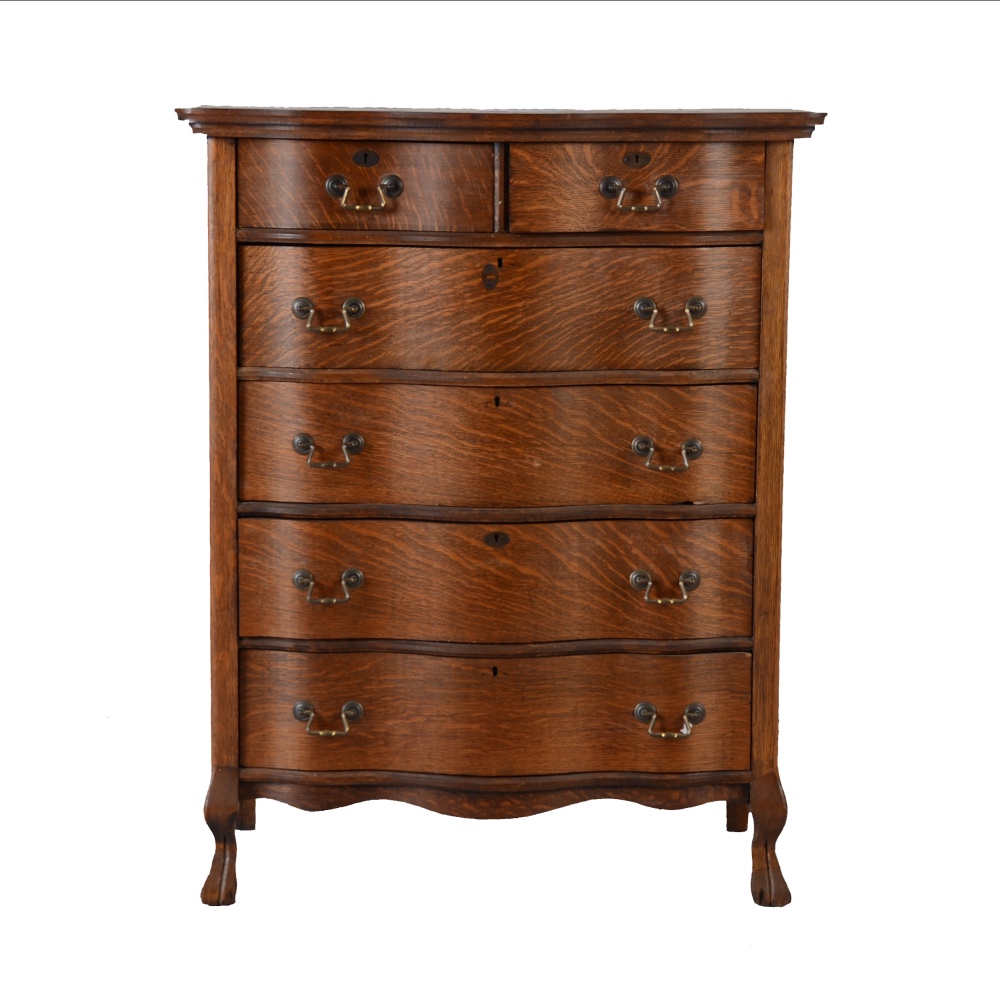 Circa Late 19th Century Tiger Oak Quarter Sawn Dresser