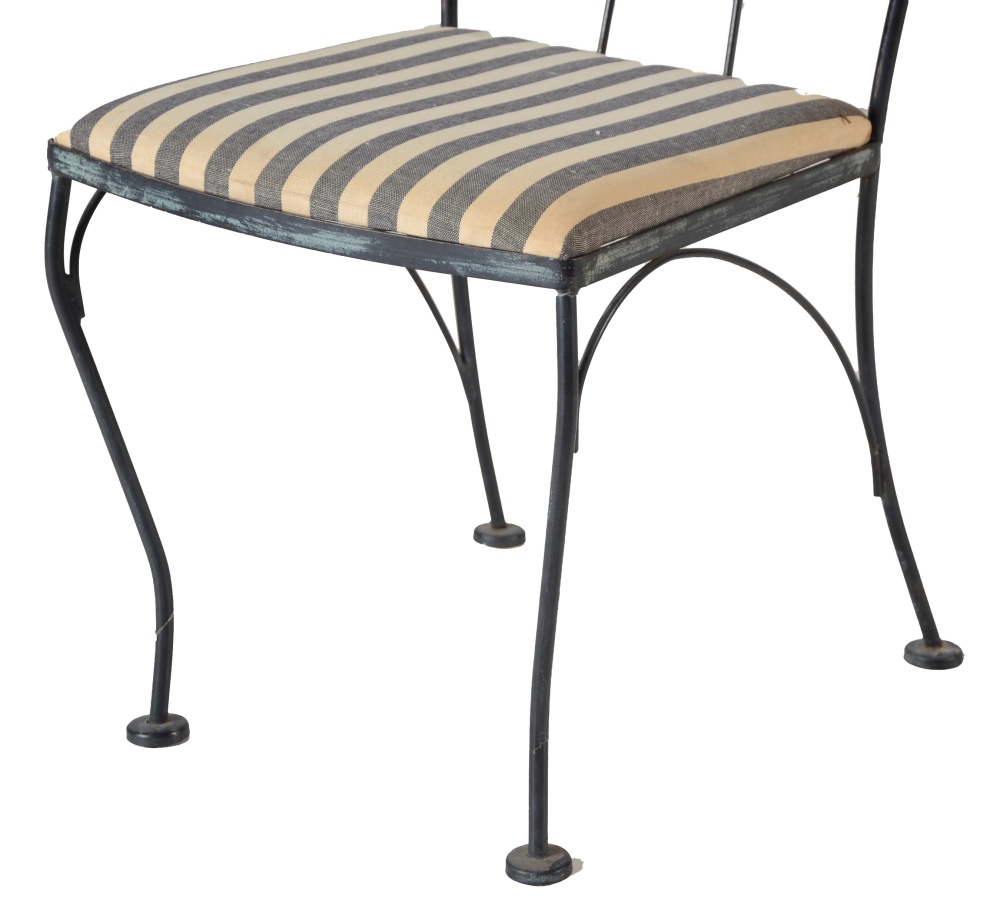 Round Metal Patio Table and Assorted Chairs