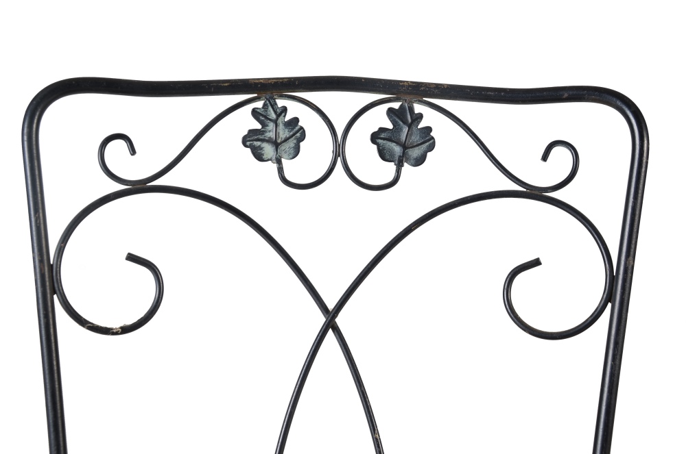 Round Metal Patio Table and Assorted Chairs