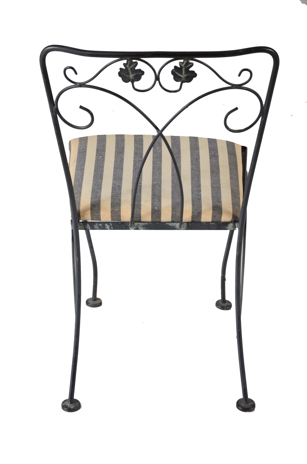 Round Metal Patio Table and Assorted Chairs