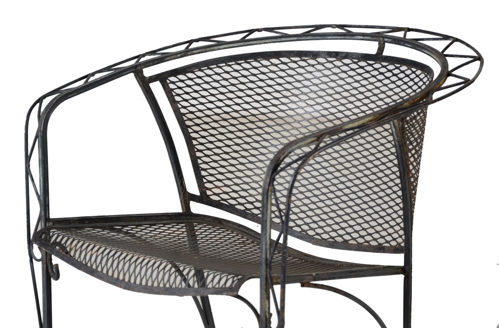 Round Metal Patio Table and Assorted Chairs