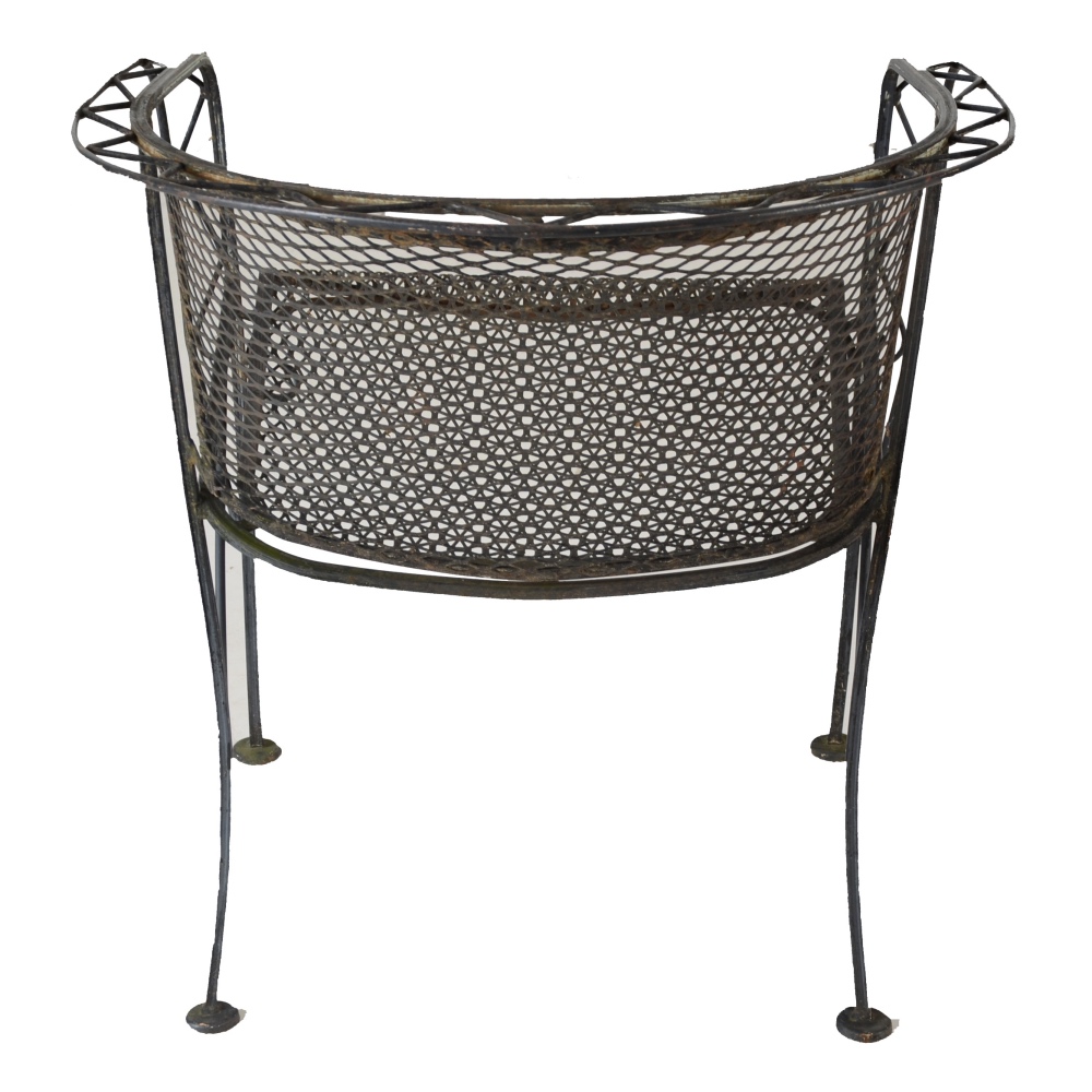 Round Metal Patio Table and Assorted Chairs